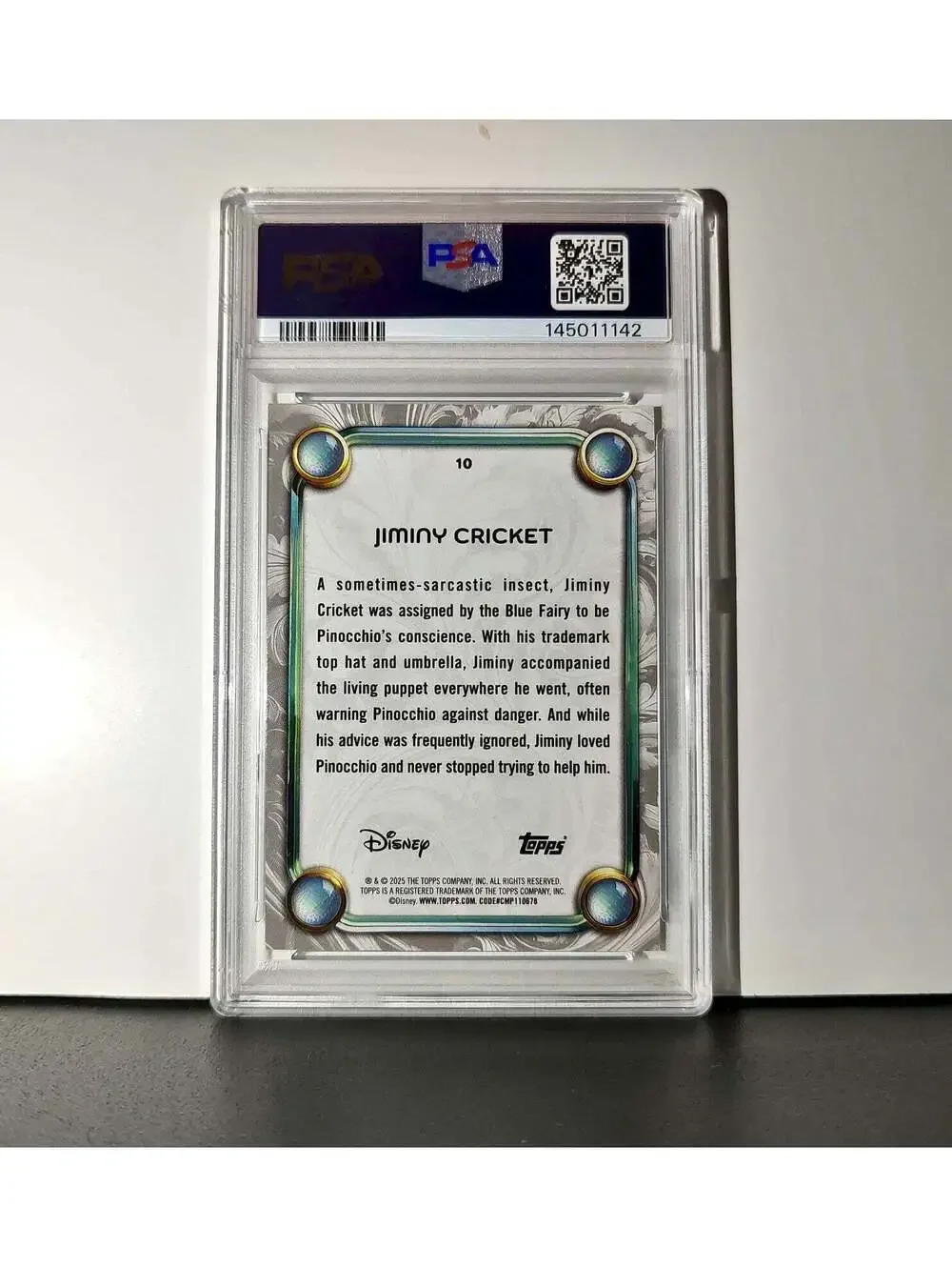 Jiminy Cricket 2025 Topps Disney Wonder #10 Winter Variant Card Pinocchio PSA 9